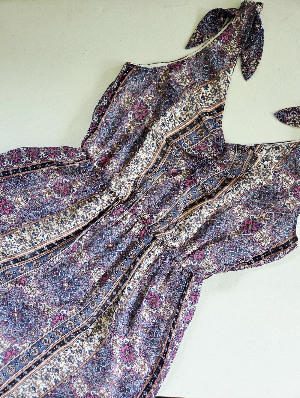 Lily Rose Purple Paisley Floral Boho Maxi Dress Size Medium